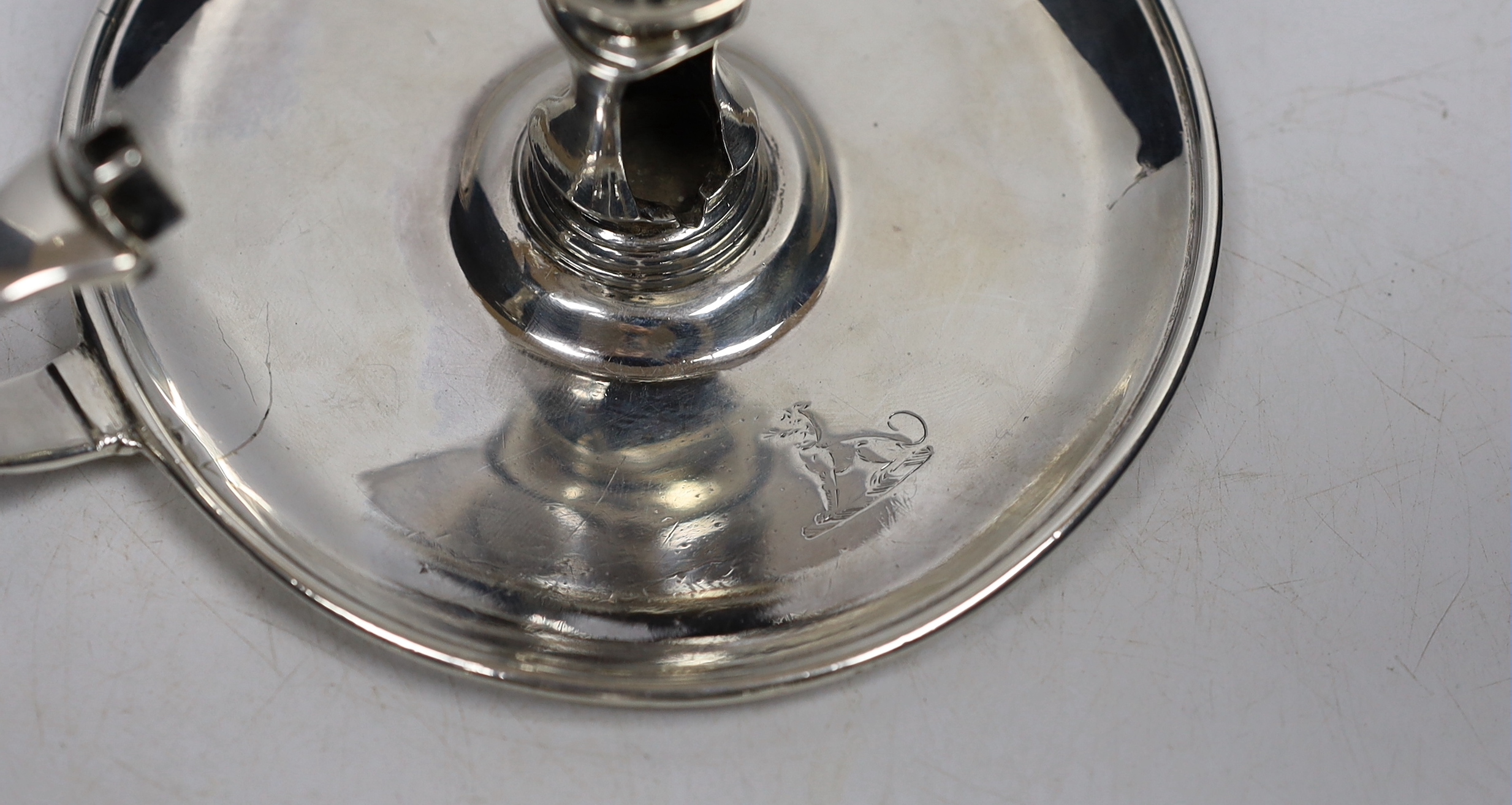 A George III silver chamberstick, John Arnell?, London, 1776, 12.8cm, 7oz.